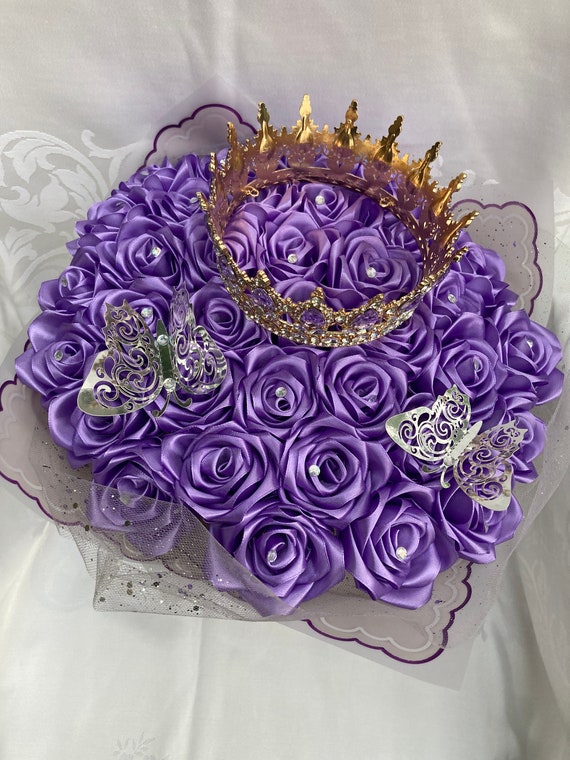 Light up Bouquet, Purple Lavender Eternal Rose Bouquet, Ever Lasting Roses,  35 Rose Bouquet, Ramo Buchon, Romantic Bouquet, Princess Bouquet 