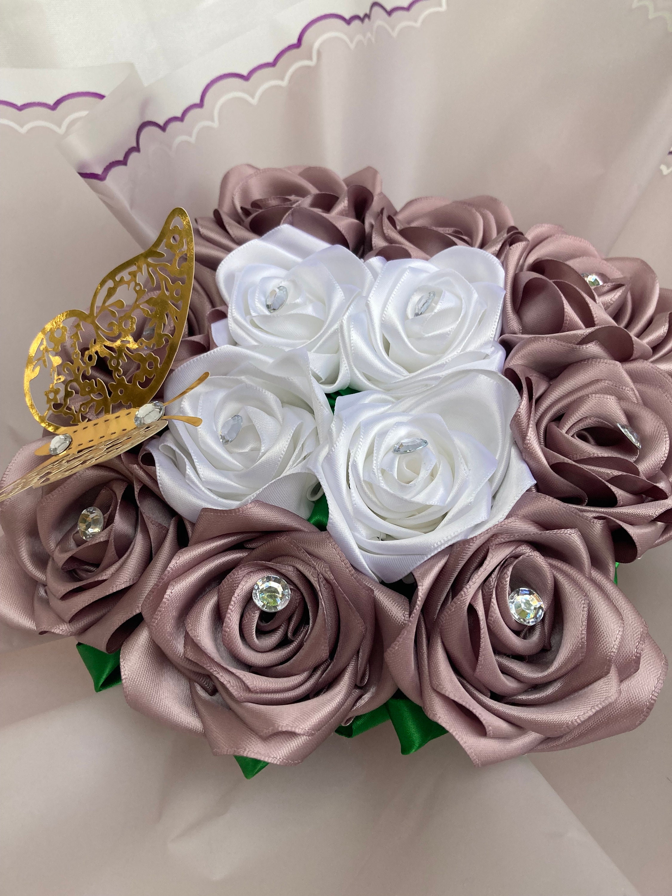 Dainzusyful Forever Rose Flower Bouquet 288 Decorative Artificial