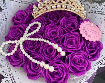 Lot De 24 Roses Artificielles à Paillettes – Bouquets DIY Pour Décoration Saint-Valentin, Mariage, Anniversaire
