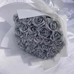 Diamant-Blumenstrauß, Langstiel-Glitzer Ramo Buchon, Ewiger Rosen-Blumenstrauß, handgemachte künstliche Blumen, dauerhafte Blume, großer Rosen-Blumenstrauß