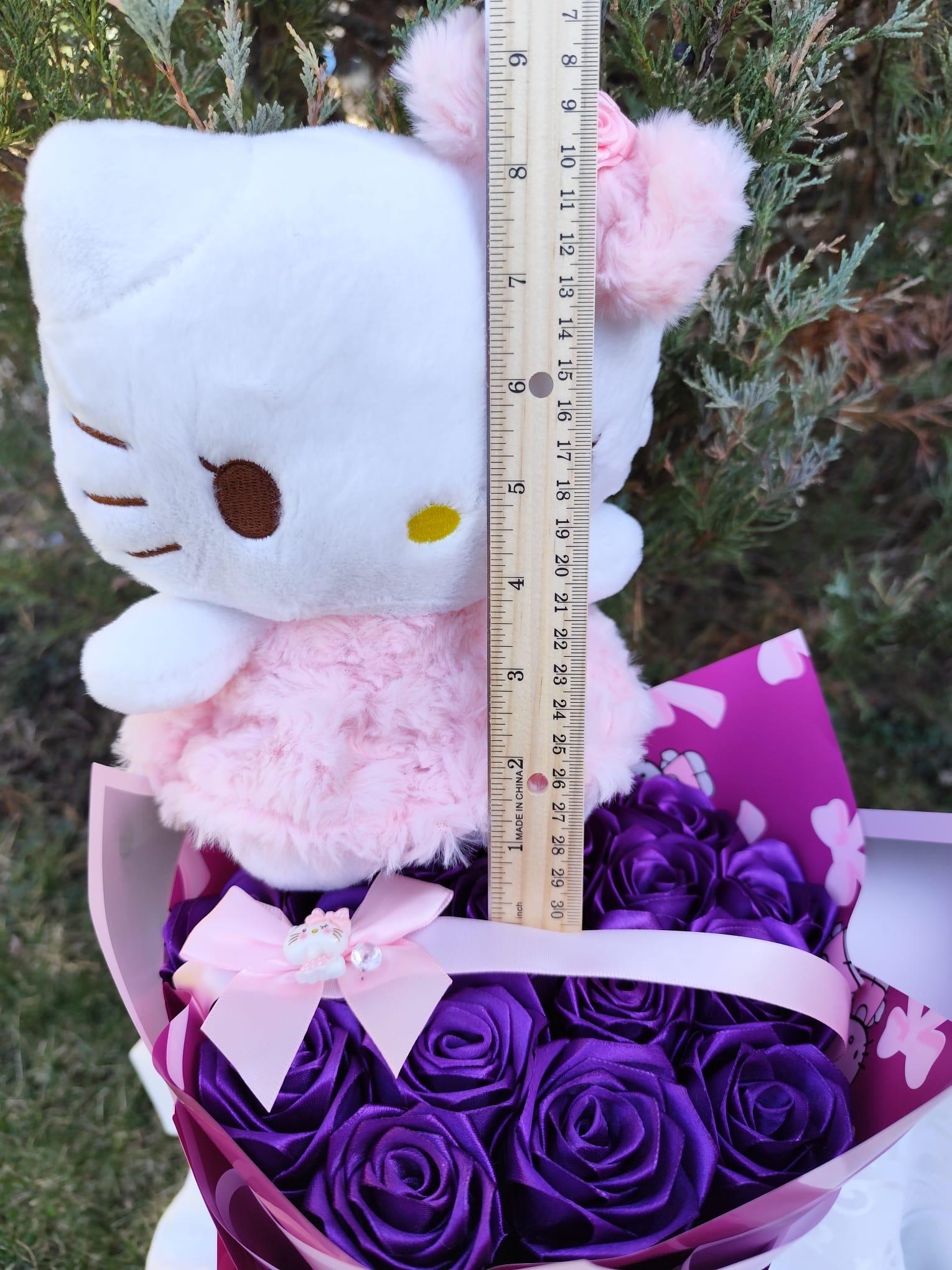 Hello Kitty Eternal Rose Bouquet, Ribbon Roses, Handmade Flower Bouquet ...