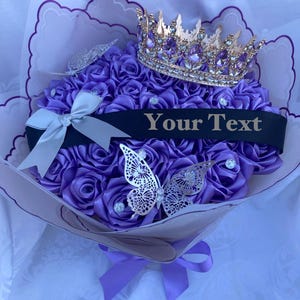 Light Up Bouquet, Ewiger Rosenstrauß Lila Lavendel, Ewige Rosen, 35 Rosenstrauß, Ramo Buchon, Romantischer Strauß, Prinzessinnenstrauß