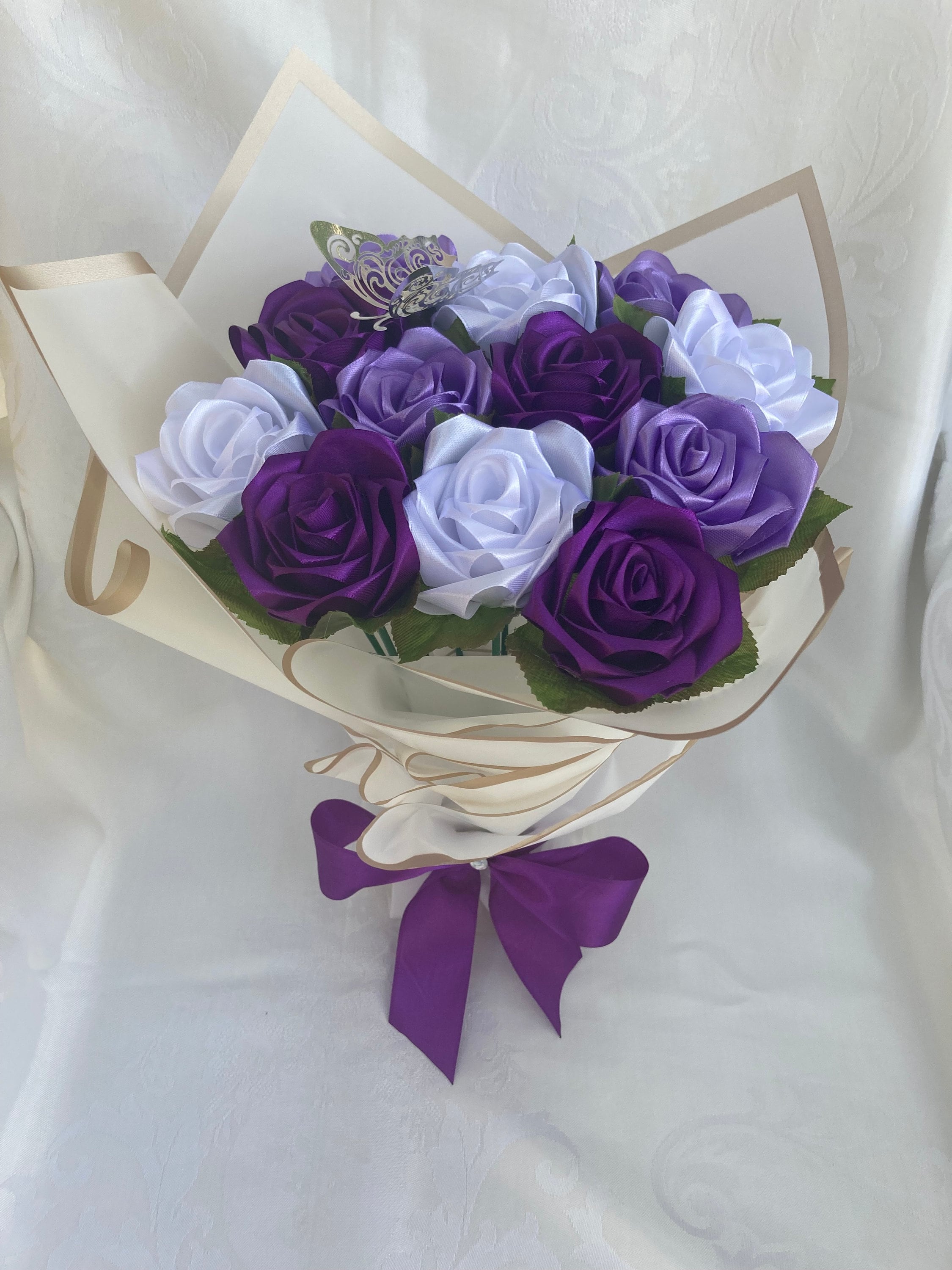 Purple Eternal Rose Bouquet Handmade Fake Flowers Bouquet Etsy