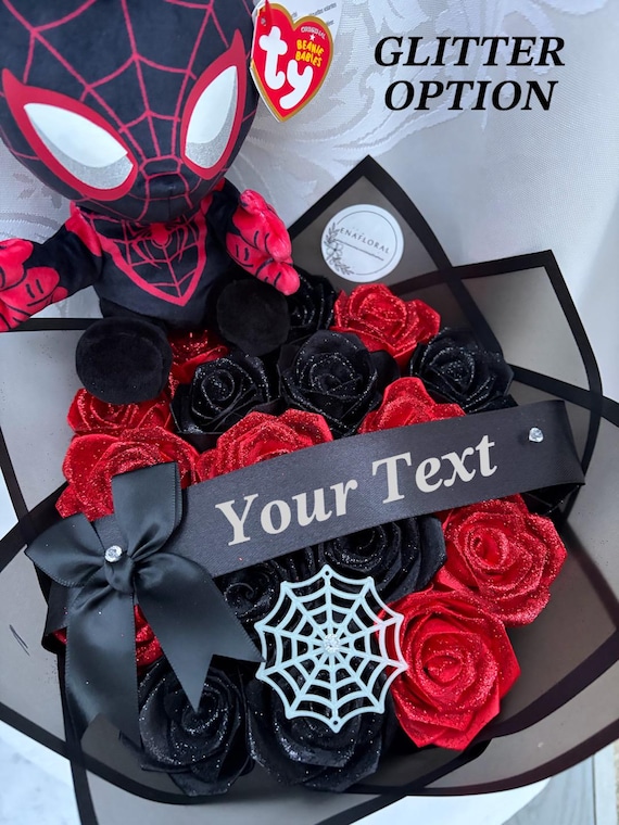 Black Spiderman Plushie Ramo Buchon, Birthday Anniversary Black Spiderman Plushie Ramo Buchon, Birthday Anniversary