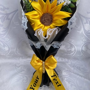 Yellow Bouquet, March 21 Bouquet, Sunflower Ramo Buchon, Eternal Rose Bouquet, Handmade Fake Flower Bouquet, Ever Lasting Flower Arrangement