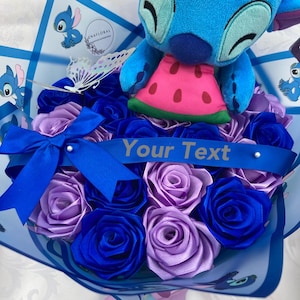 Stich Ramo Buchon, Ewiger Rosenstrauß, Plüschtier-Blumenstrauß, Handgefertigter Blumenstrauß, Dauerblume, Geburtstag, Süßer Blumenstrauß, Jubiläum