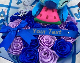 Stitch Ramo Buchon, Eternal Rose Bouquet, Plush Toy Bouquet, Handmade Bouquet, Ever Lasting Flower, Birthday, Cute Bouquet, Anniversary