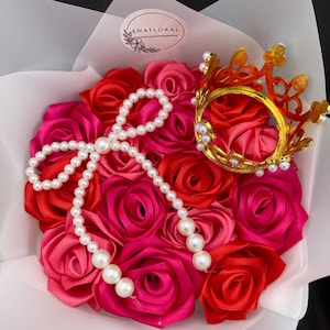 Ramo Buchon, Pink Eternal Rose Bouquet, Handmade Fake Flowers, Ever Lasting Flower, Princess Bouquet, Graduation, Birthday, Anniversary