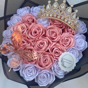 Heart Bouquet, Rose Gold & White Rose Ramo Buchon Bouquet, Eternal Rose Bouquet, Realistic Bouquet, Birthday, Graduation, Mother’s Day