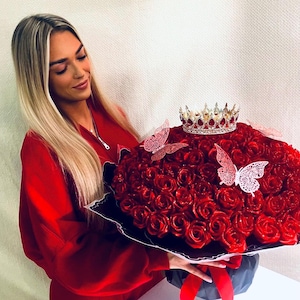 Glitter Ramo Buchon, ewiger Rosenstrauß, Kunstblumenstrauß, dauerhafte Blume, großer Rosenstrauß, Geburtstagsstrauß, Jubiläumsgeschenk