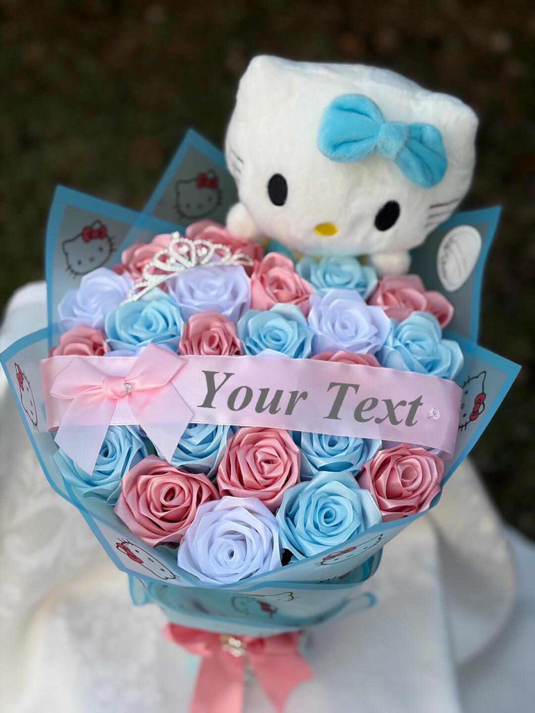 Hello Kitty Valentine’s Day Eternal Rose Bouquet, Ribbon Roses ...