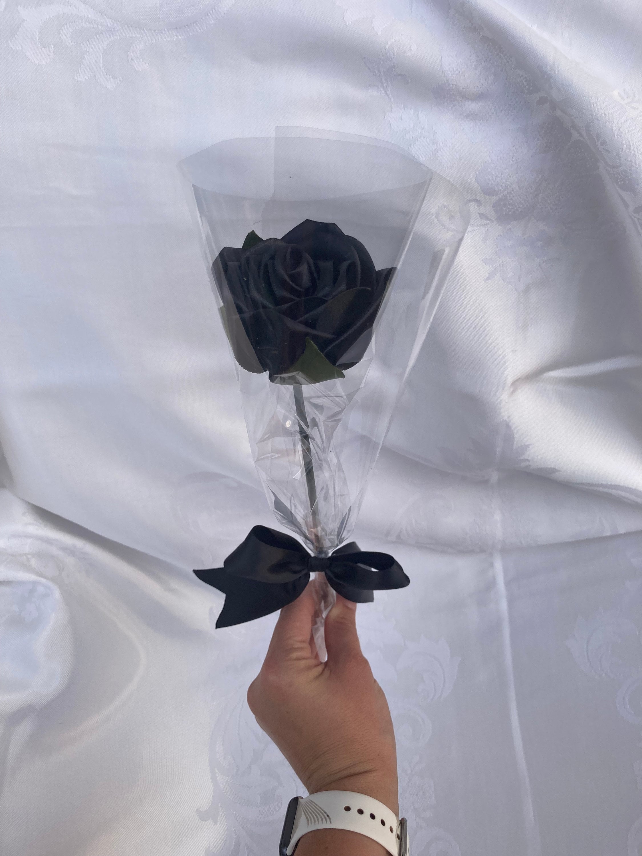 Black Rose, Single Rose Individually Wrapped Rose, Party Favor 