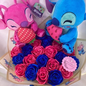 Plüschtier Ramo Buchon, Ewiger Rosenstrauß, Plüschtierstrauß, Handgefertigter Strauß, Dauerhafte Blume, Geburtstagsstrauß, Jubiläumsgeschenk
