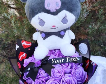 Bouquet Kuromi, regalo di laurea 2026, bouquet soffice, rose personalizzate, fiori che durano per sempre, regalo di compleanno personalizzato, anniversario