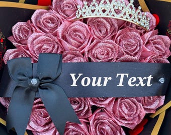 Glitter Bouquet, Ramo Buchon, Valentine’s Eternal Roses, Handmade Flower Gift, Keepsake, Custom, Personalized