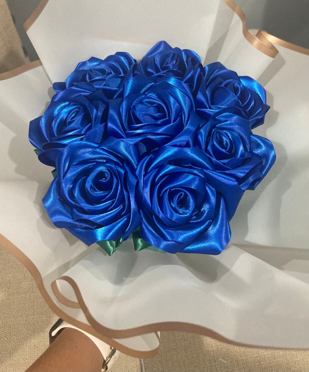 Blue Eternal Rose Bouquet Handmade Fake Flowers Bouquet Ever Etsy