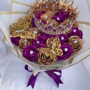 Bling Eternal Rose Bouquet, Mother’s Day Ribbon Rose Bouquet, Handmade Fake Flower Bouquet, Large Bouquet, Ramo Buchon, Birthday Bouquet
