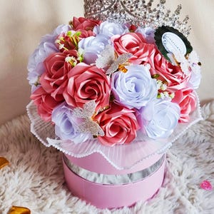 Rose Gold Pink Eternal Rose Bouquet, Box of Roses, Eternal Bouquet, Handmade Flower Bouquet, Rose Bouquet, Ramo Buchon, Birthday Gift