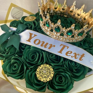 Emerald Green Eternal Rose Bouquet, Valentine&#39;s Day, Graduation, Handmade Fake Flowers Bouquet, Ever Lasting Flower Arrangement, Ramo Buchon
