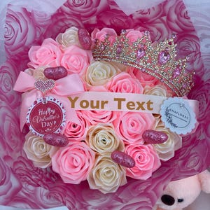 Pink Eternal Rose Bouquet, Forever Bouquet, Birthday, Quinceanera, Sweet 16 Ribbon Roses, Handmade Flower Bouquet, Rose Bouquet, Ramo Buchon