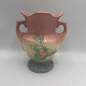 Hull Wildflower Vase: Vintage 1940-tals blomkeramik med dubbla handtag