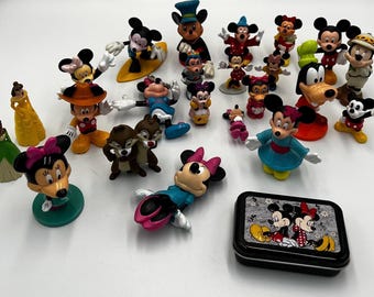 DISNEY Mickey Mouse Miniatures Lot of 20 Assorted Figures and Memorabilia - Minnie Mouse - Goofy - Disney Princess - Chip and Dale