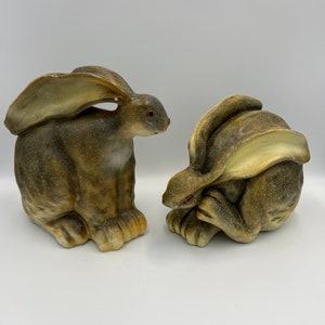 Green Bunnies Vintage Statues