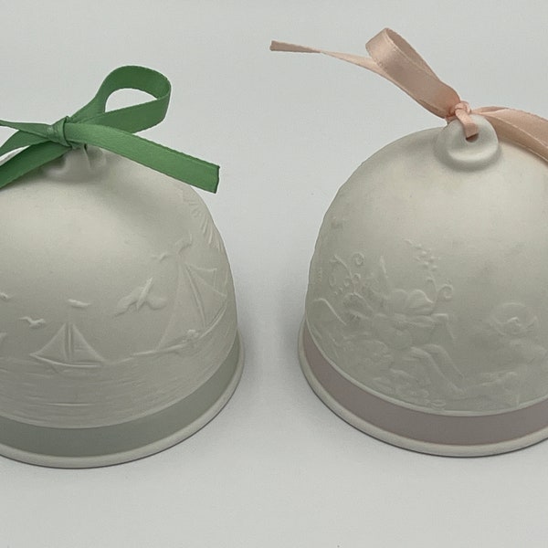 Lladro Pair of Bells, Summer Bell 1992 and Spring Bell 1991