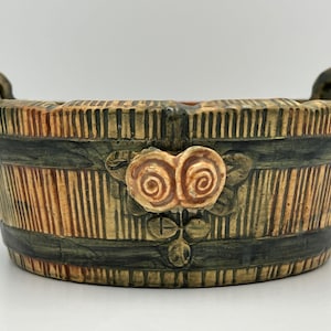 Weller Vintage Rose Übertopf - Holzoptik Eimer mit braunem Rand