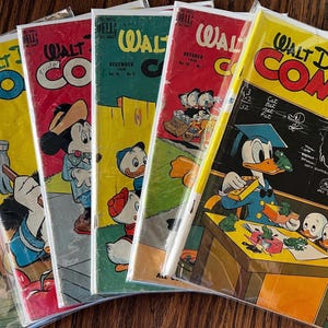 Vintage Walt Disney’s Comics & Stories Lot (6 Issues, 1945–49 Dell) Donald Duck, Mickey Mouse – Golden Age Disney Comics