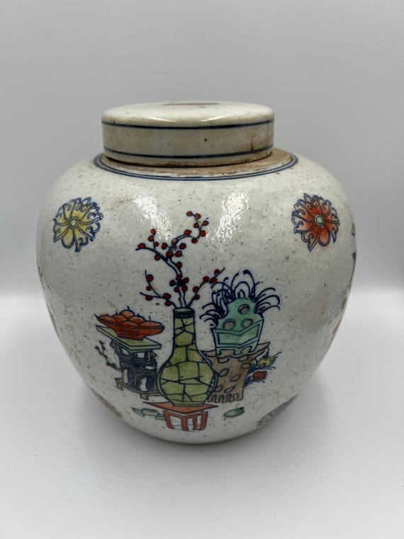 青白磁壺：景徳鎮豆彩様式（高さ7インチ） - Etsy 日本