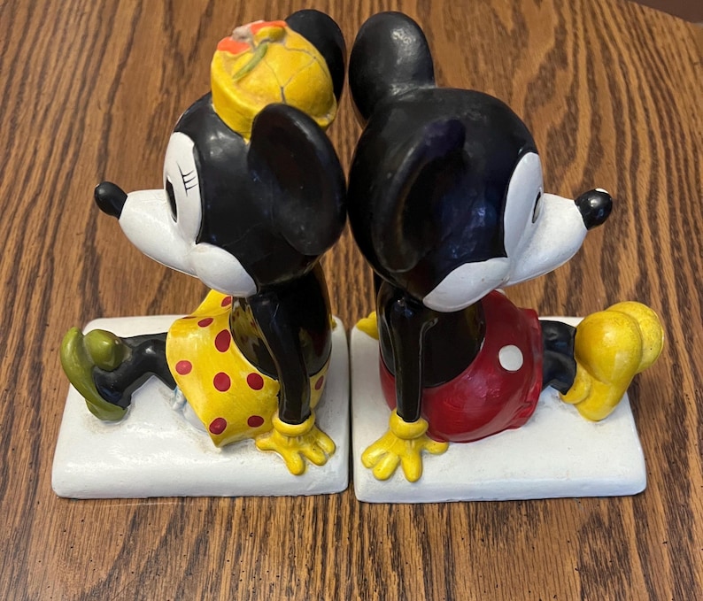 1970s Disney Mickey and Minnie Mouse Bookends - Vintage Sitting Figures ...