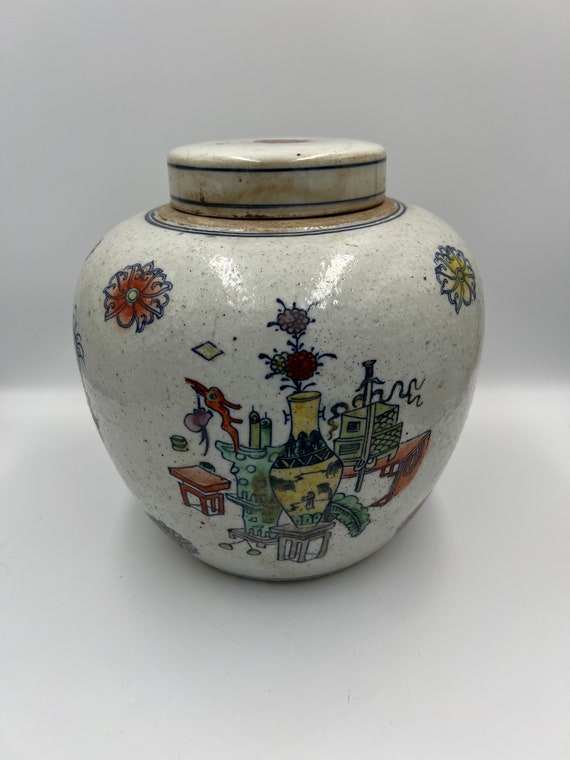 青白磁壺：景徳鎮豆彩様式（高さ7インチ） - Etsy 日本