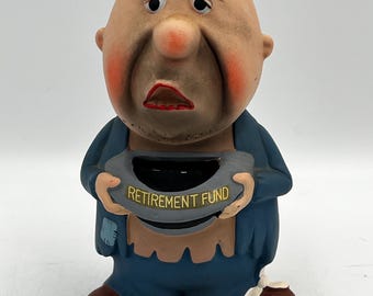 Vintage Retirement Fund Coin Bank | Funny Retirement Gift | Humorous Money Bank | Retiree Gift | Office Humor Collectible