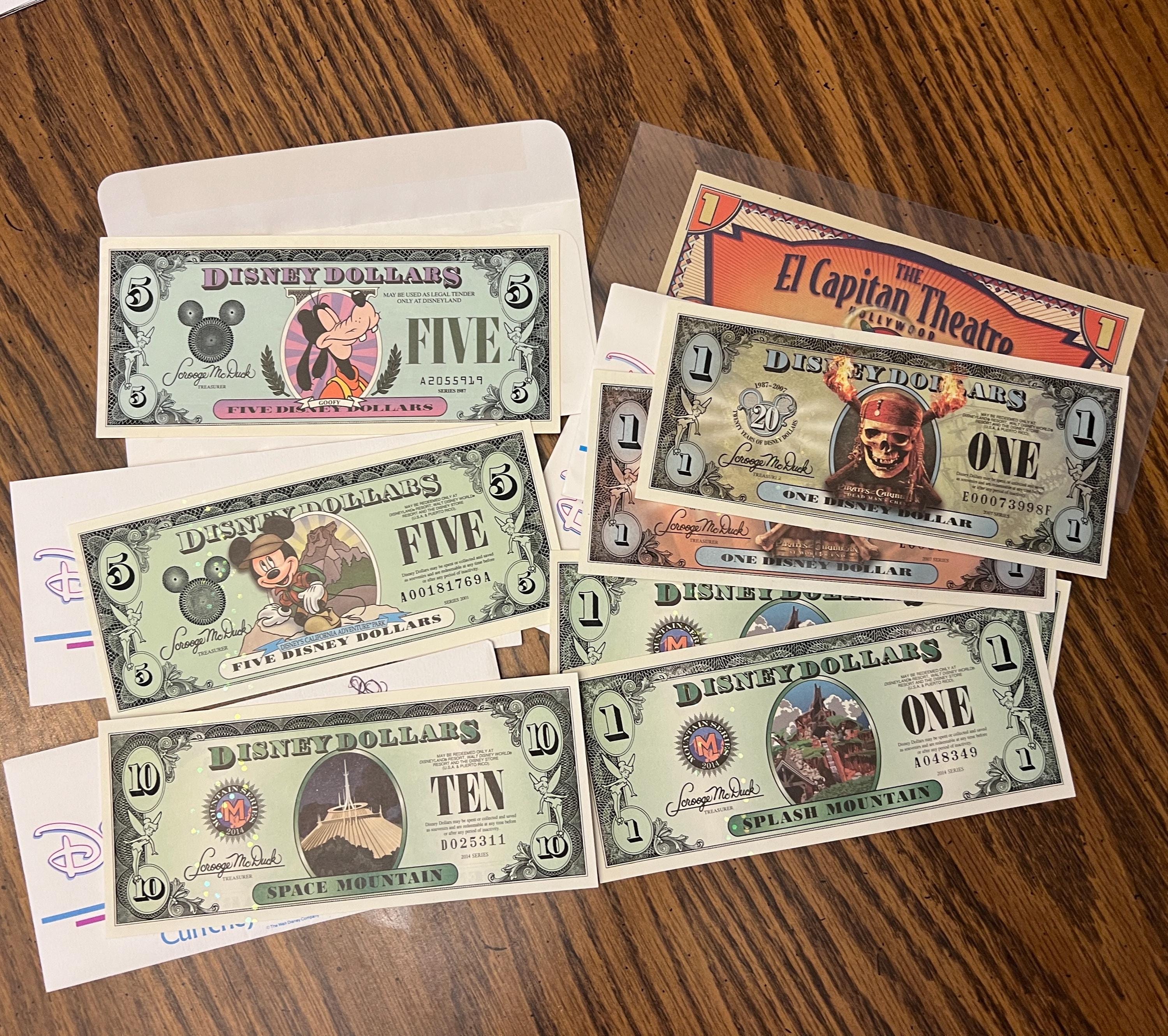 DISNEY Dollars - Huge Variety Available - Ten Dollars - Five - One