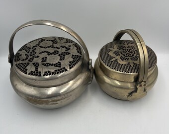 Antique Chinese Brazier Hand Warmer - Single handled 8" or Double Handled 6.5”