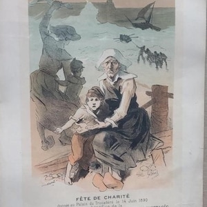 1897 Jules Cheret Color Lithograph “Fete de Charite”.  embossed seal, L&#39;Imprimerie Chaix.