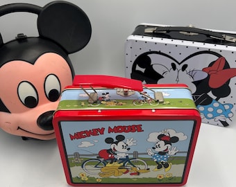 Vintage Aladdin Mickey Mouse lunchbox met thermosfles Mickey Mouse hoofd lunchset jaren 80 Disney thermoscombinatie collectible - afzonderlijk verkocht