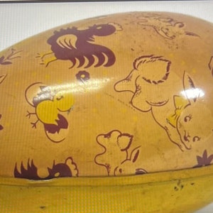 Uovo di Pasqua in latta litografica colorata degli anni '50