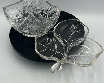 Cristalería - Cesta de cristal europeo pesada o plato ligero con forma de hoja