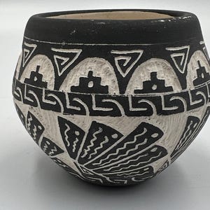 Native American Seed Pot: Vintage Acoma Keramik (signiert und handbemalt)