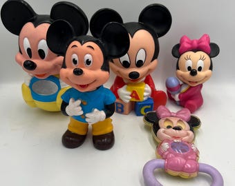 Zestaw 5 zabytkowych zabawek Disney Myszka Miki i Myszka Minnie