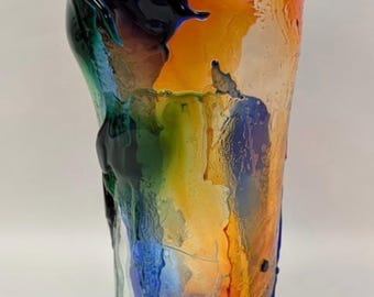 Authentic Hurricane Murano Art Glass Vase 13” Tall