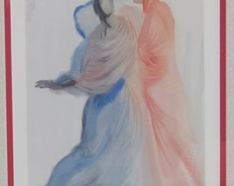 サルバドール・ダリ 1960年 神曲 楽園 木版画「天国と天使たち」 額