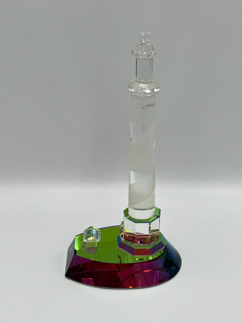 Crystal Lighthouse Coastal Glass Lighthouse Figurine, Vintage Crystal (8