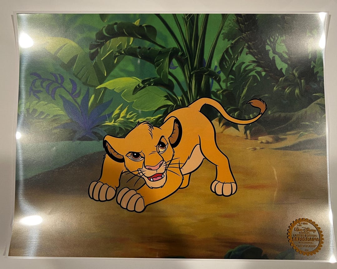 Simba Pouncing Vector Disney the Lion King Simba Pouncing Sericel | 1994 Limited Edition ...
