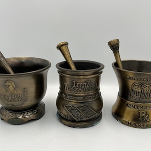 Schöner Vintage Messing Mörser und Stößel, Apotheke Rx
