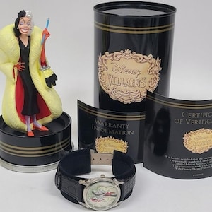 Disney Villians Watch and Figurine Cruella DeVil Limited Edition, Special Edition Watch, Limited Edition Disney Souvenir