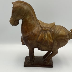 20th Century Chinese Carved Jade Stone Tang Horse