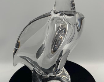 Vintage Vilca Italy Crystal Eagle Sculpture - Signed 24% Lead Art Glass Falcon Figurine - Handblown in Tuscany, Mid-Century Modern Luxury